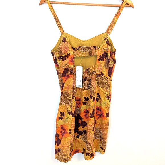 NWT Urban Outfitters | Linen Blend Sweet On You Gold Floral Mini Dress | Small - Picture 5 of 12